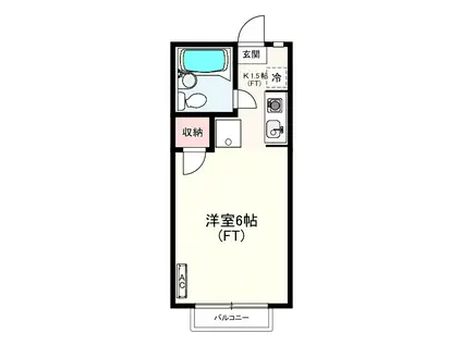 フラワーハイツI(ワンルーム/2階)の間取り写真