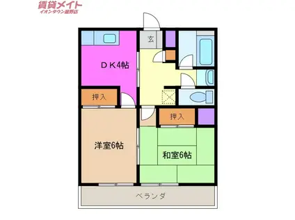 シバタマンション(2K/3階)の間取り写真