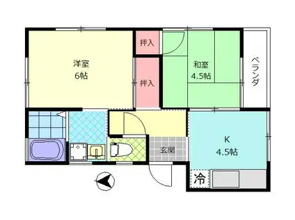 コーポ緑(2K/1階)の間取り写真