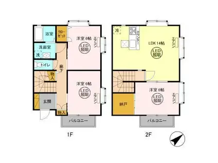 コーポフロンティアII(3LDK/1階)の間取り写真