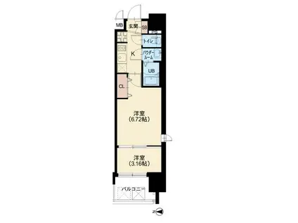 AELL OSAKA イースト(2K/11階)の間取り写真