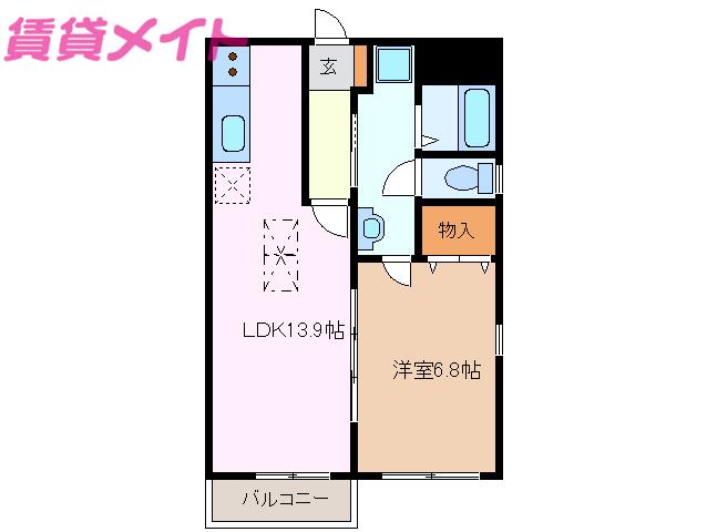 ラ・テラ滝川(1LDK/1階)の間取り写真