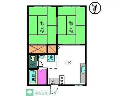 ジュネス西八(2DK/2階)の間取り写真