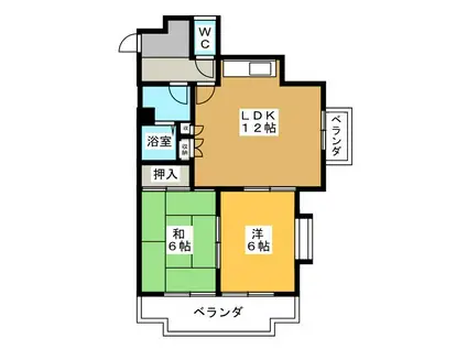 朝日ハイツ(2LDK/1階)の間取り写真