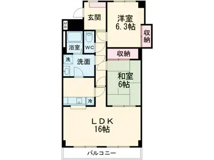 ハイタウンソレイユ(2LDK/6階)の間取り写真