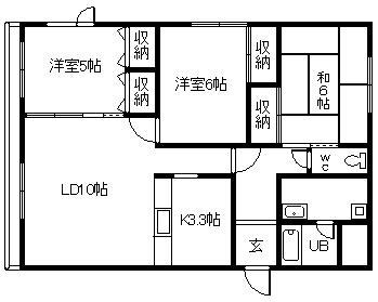 E-21サンヒルズ・A(3LDK/2階)の間取り写真