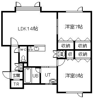 ウッディハウスB(2LDK/1階)の間取り写真