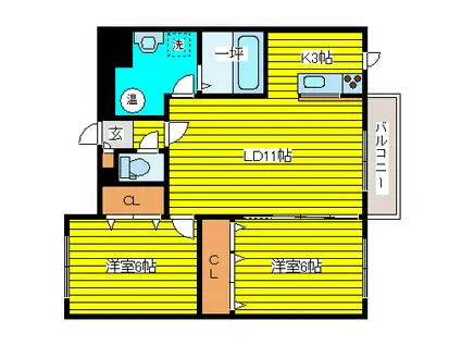 ルーチェ(2LDK/3階)の間取り写真