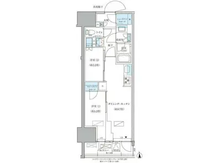 パークアクシス品川天王洲アイル(2DK/3階)の間取り写真
