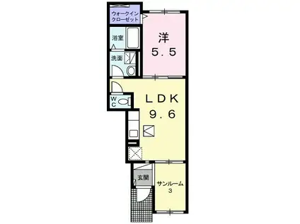 ガーデンフォレスト(1LDK/1階)の間取り写真