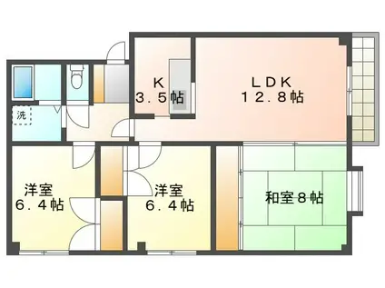ポートヒルズ富岡(3LDK/2階)の間取り写真