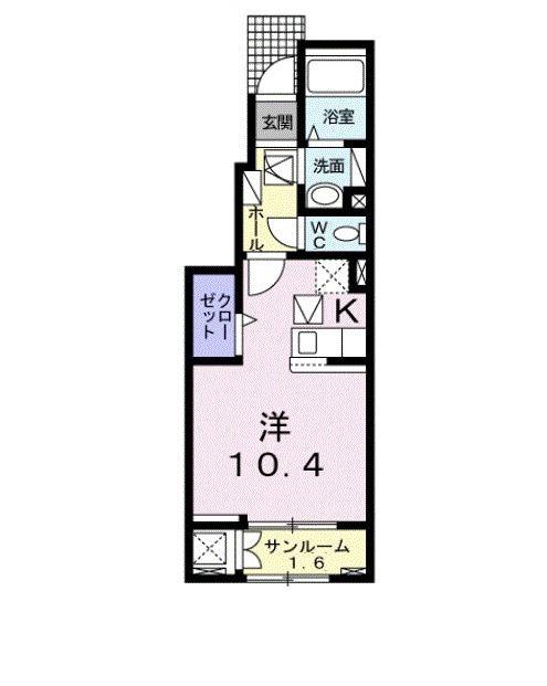 メルベーユ宗方 II(ワンルーム/1階)の間取り写真