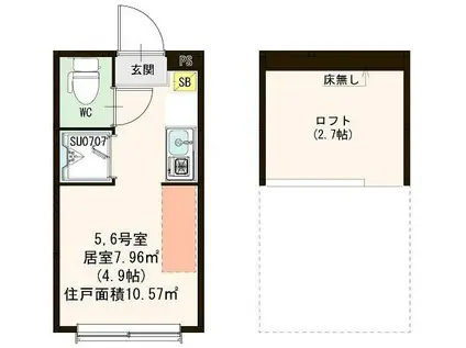 ハーモニーテラス桜上水II(ワンルーム/2階)の間取り写真