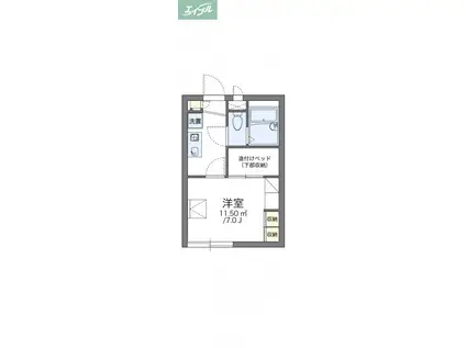 レオパレスシティパルII(1K/2階)の間取り写真