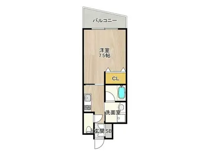 CITYSPIRE神戸元町I(1K/3階)の間取り写真