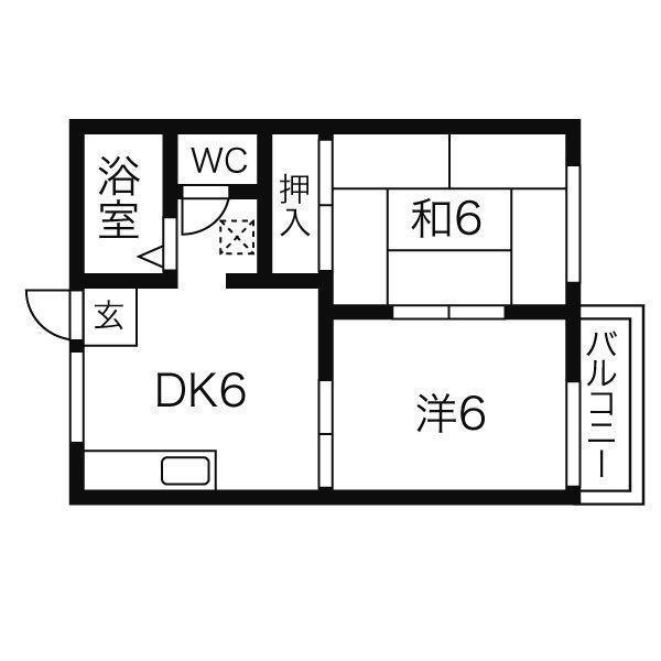 サンシャイン石田(2DK/1階)の間取り写真
