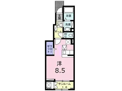 セイクリッド(ワンルーム/1階)の間取り写真