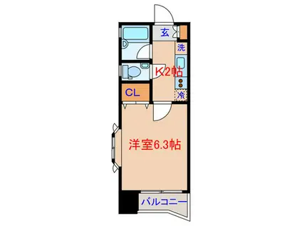 ラ・ベル元住吉(1K/3階)の間取り写真