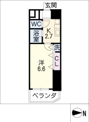 ベレーサ名駅ウエスト(1K/2階)の間取り写真
