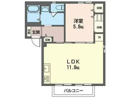 ディアス諏訪A(1LDK/2階)の間取り写真