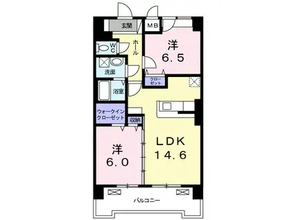 グランクリュ佐古 ウエスト(2LDK/13階)の間取り写真
