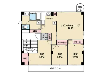 富士見台二丁目ビル(3LDK/3階)の間取り写真