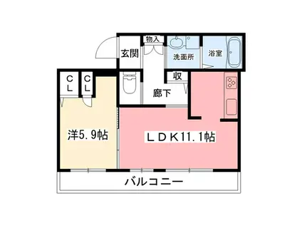 カサ・マルソ瓦林(1LDK/1階)の間取り写真