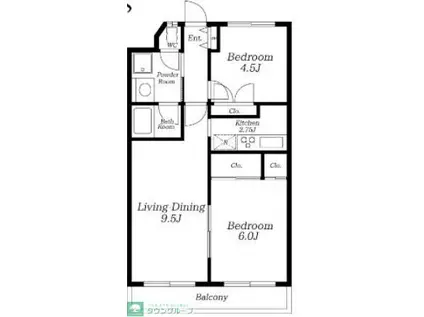 マルベリー平塚(2LDK/2階)の間取り写真