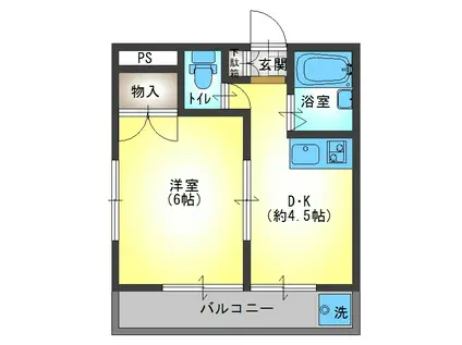上永谷コーポラス(1DK/3階)の間取り写真