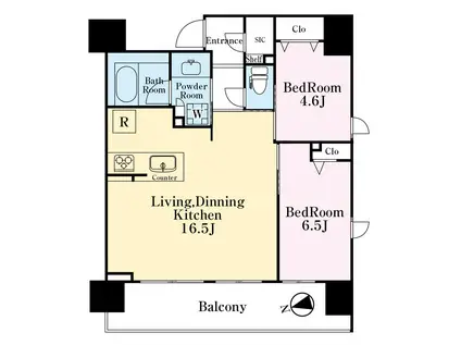 デュオシティ西日暮里ステーシア(2LDK/3階)の間取り写真