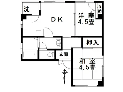 Uボックス(2DK/2階)の間取り写真