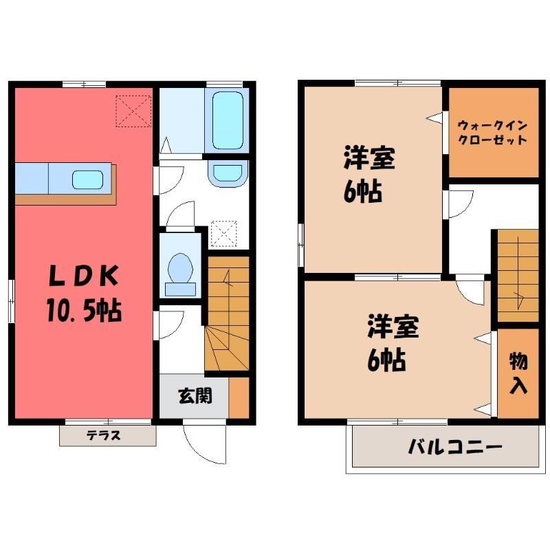 ファミールデュオ(2LDK/1階)の間取り写真