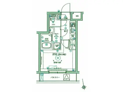 リルシア品川東大井(1K/2階)の間取り写真
