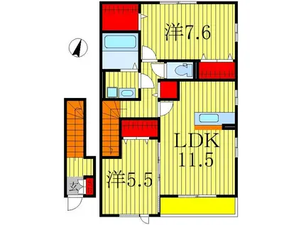 クリアシーズンズC号棟(2LDK/2階)の間取り写真