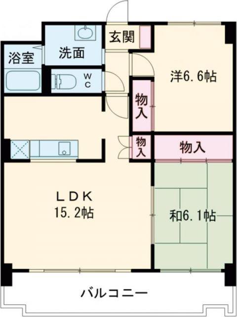 コンフォート桑名(2LDK/1階)の間取り写真