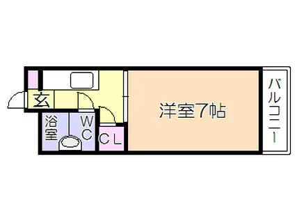 アレグリア久留米(1K/2階)の間取り写真