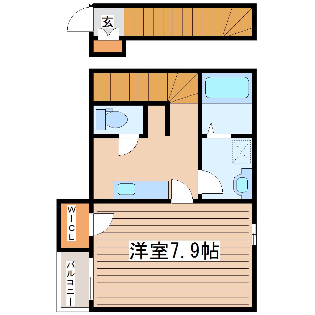 クレセント黒木(1K/2階)の間取り写真