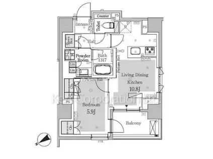 パークアクシスプレミア南青山五丁目(1LDK/4階)の間取り写真