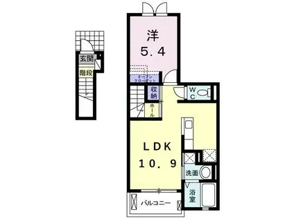 クレッシェンドVI(1LDK/2階)の間取り写真