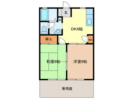 セントヒルズD(2DK/1階)の間取り写真