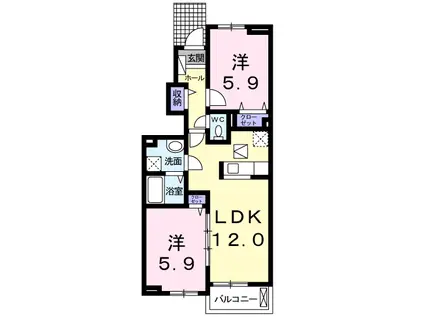 サンコート南新町(2LDK/1階)の間取り写真
