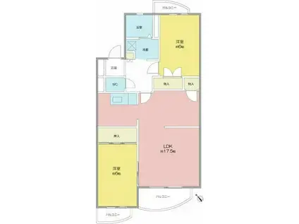 プレミールT(2LDK/2階)の間取り写真