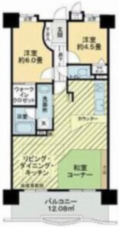 ライオンズシティ金山(2LDK/4階)の間取り写真