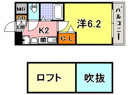 エステムコート三宮イーストポルトマーレ(1K/4階)の間取り写真