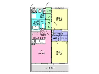 日吉台マンション(2LDK/1階)の間取り写真