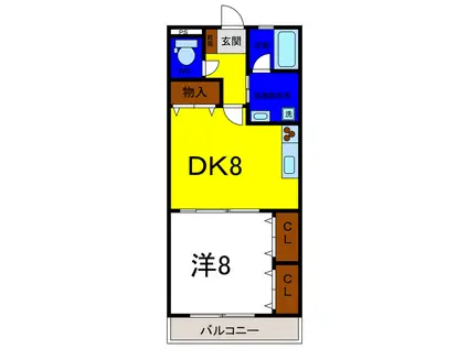 パークサイドリキーナ(1DK/2階)の間取り写真