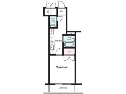 メインステージ日本橋箱崎(1K/6階)の間取り写真