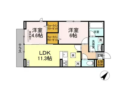 ハイクレスト(2LDK/1階)の間取り写真