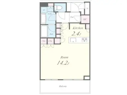 白金ザ・スカイ東棟(ワンルーム/6階)の間取り写真