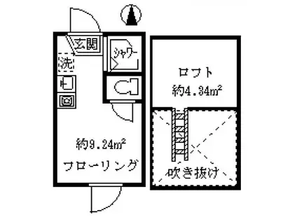 フェリススワロー(ワンルーム/1階)の間取り写真